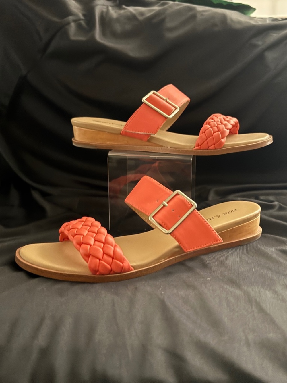 Orange Double Strap Slide Sandals  Size 8.5, Made by Violet & Red